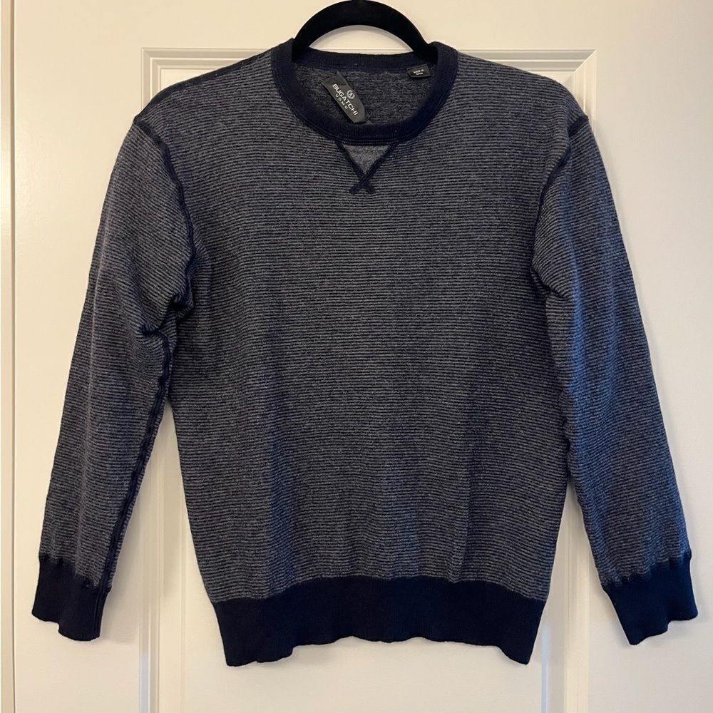 Bugatchi 100% Merino Wool Sweater Navy Gray Strip Men’s Size XL